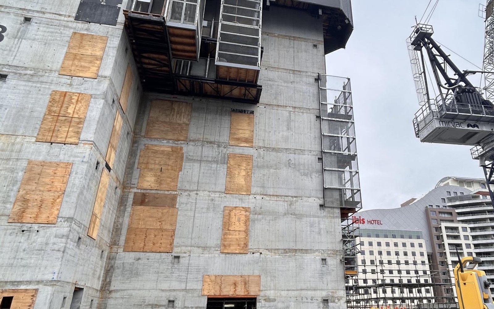 Harbourside concrete core under construction at Darling Harbour