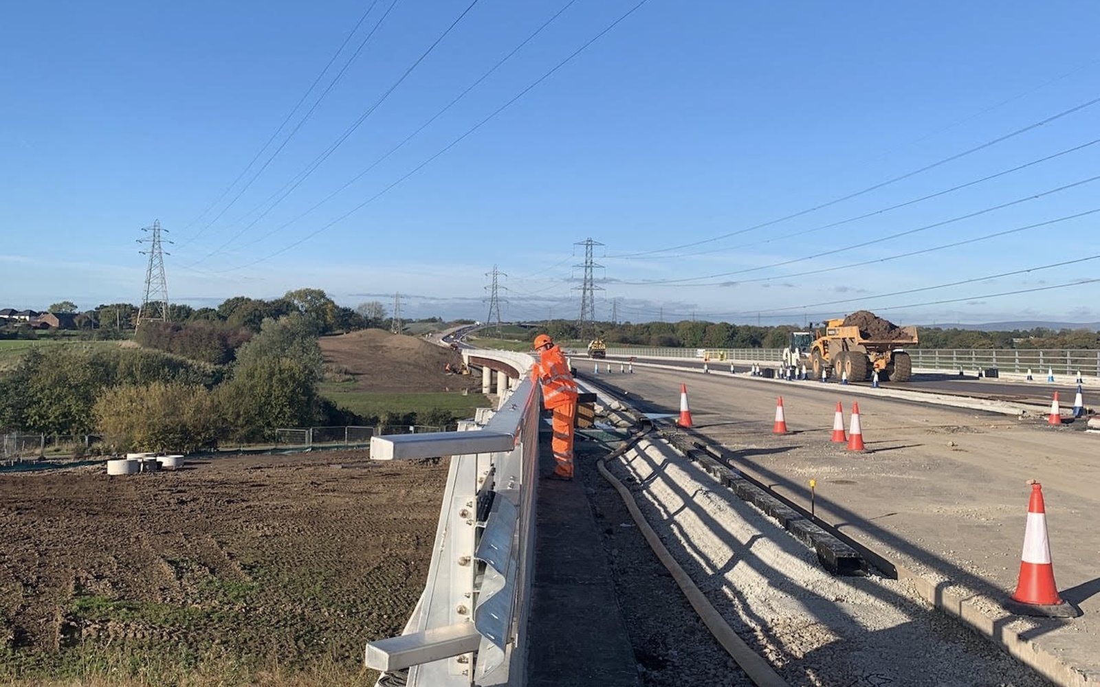 Engineering survey work beside the completed M55 highway works